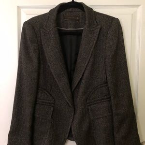 ZARA tweed blazer, with faux-leather piping detail
